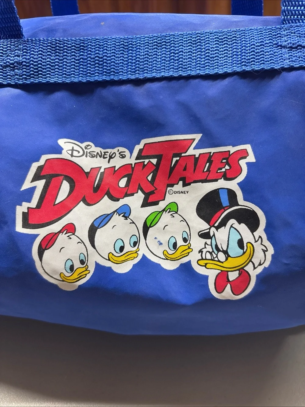 Vintage Disney Duck Tales Duffle Bag Blue Kids youth small 13” Long 1990s 90s